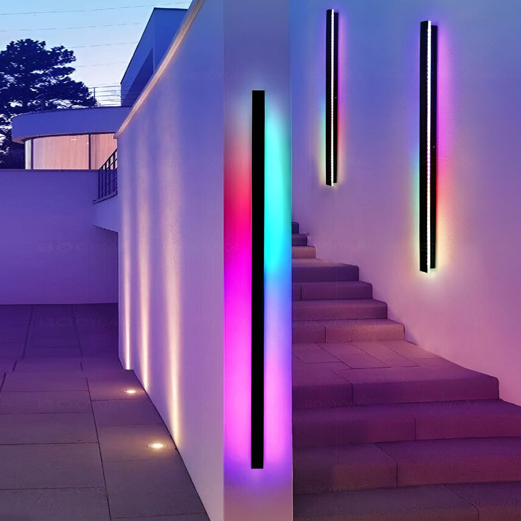 Outdoor Strip Wall Light Black Linear LED Integrated Light