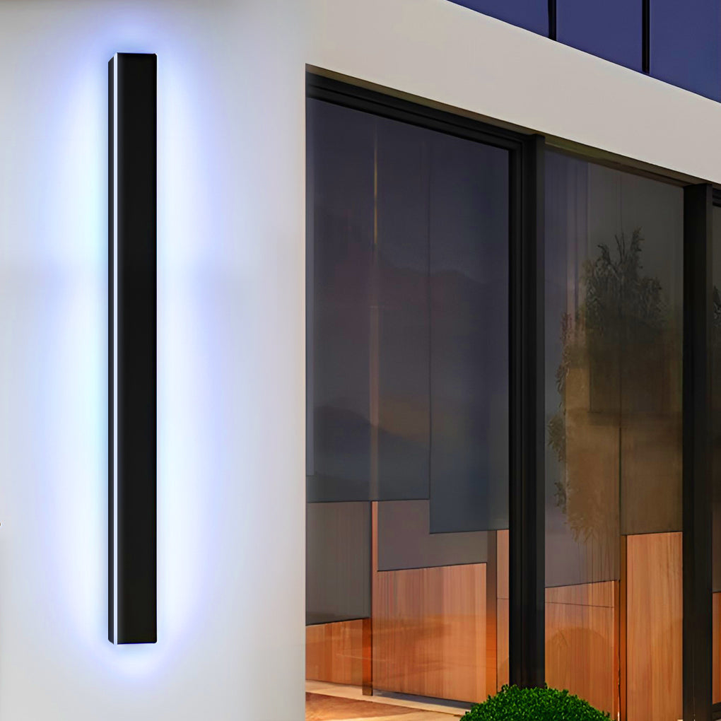 Outdoor Strip Wall Light Black Linear LED Integrated Light