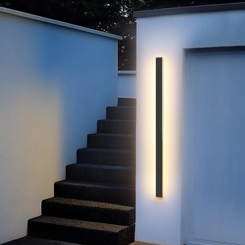 Outdoor Strip Wall Light Black Linear LED Integrated Light