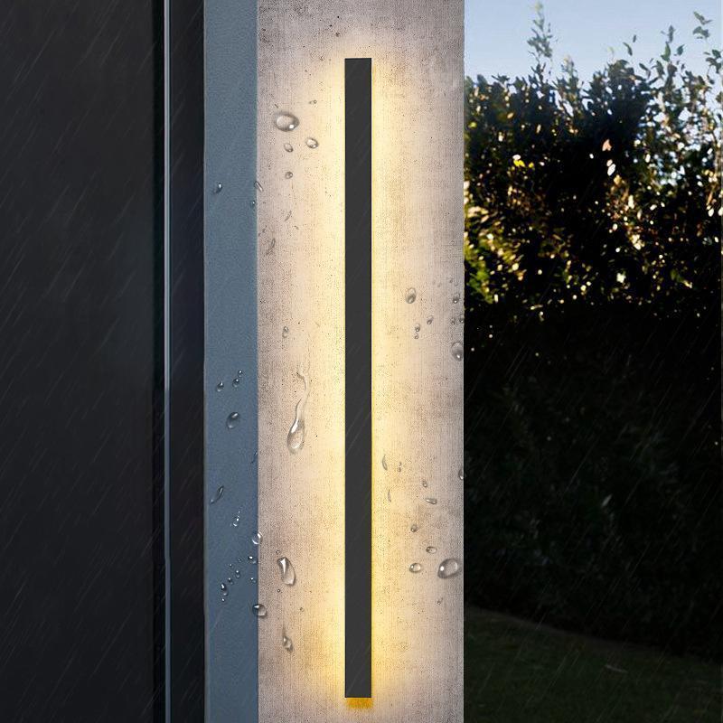 Outdoor Strip Wall Light Black Linear LED Integrated Light