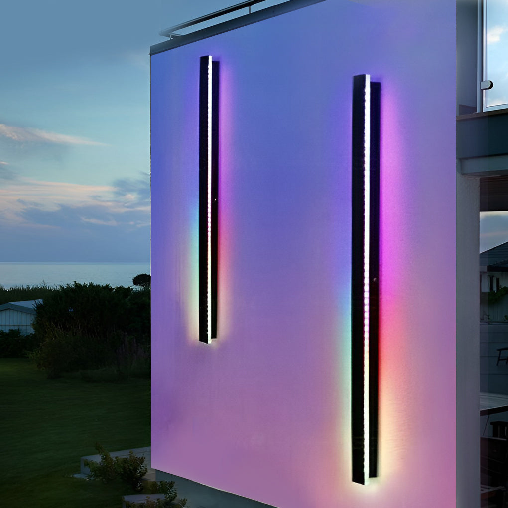 Outdoor Strip Wall Light Black Linear LED Integrated Light