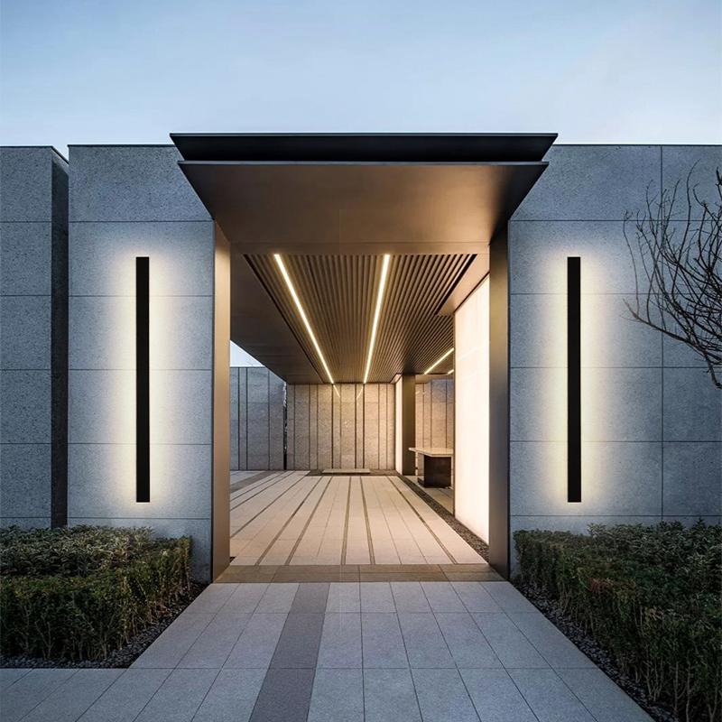 Outdoor Strip Wall Light Black Linear LED Integrated Light