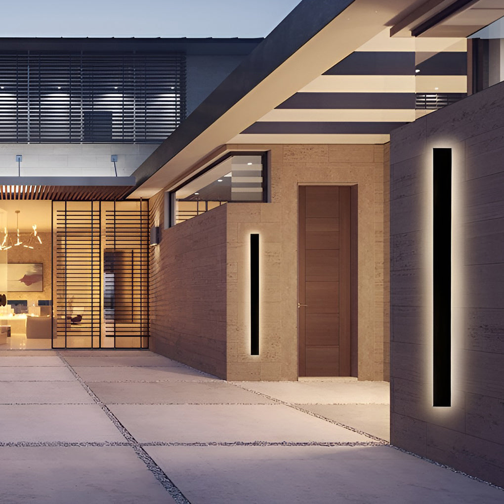 Outdoor Strip Wall Light Black Linear LED Integrated Light