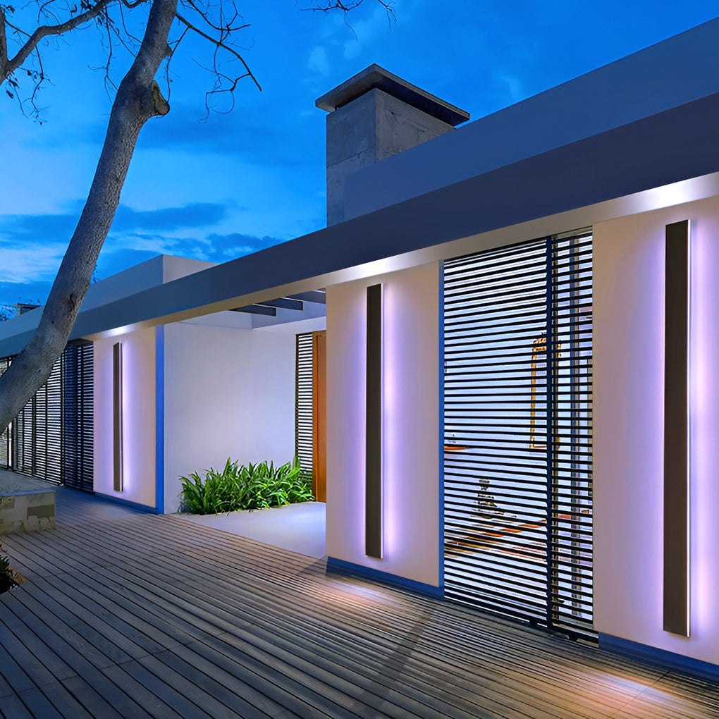 Outdoor Strip Wall Light Black Linear LED Integrated Light