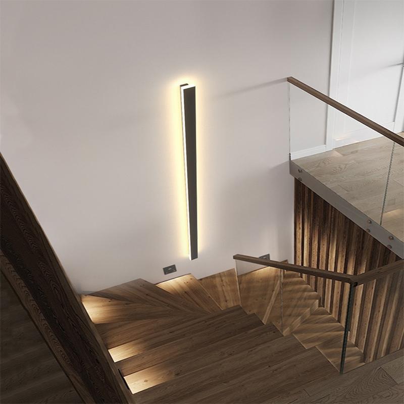 Outdoor Strip Wall Light Black Linear LED Integrated Light