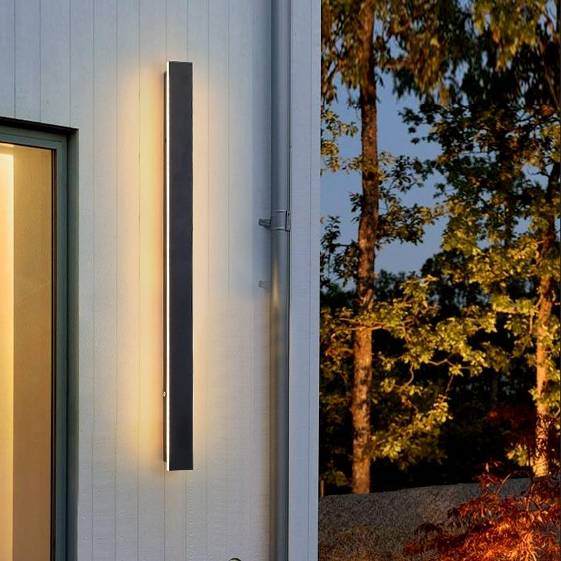 Outdoor Strip Wall Light Black Linear LED Integrated Light