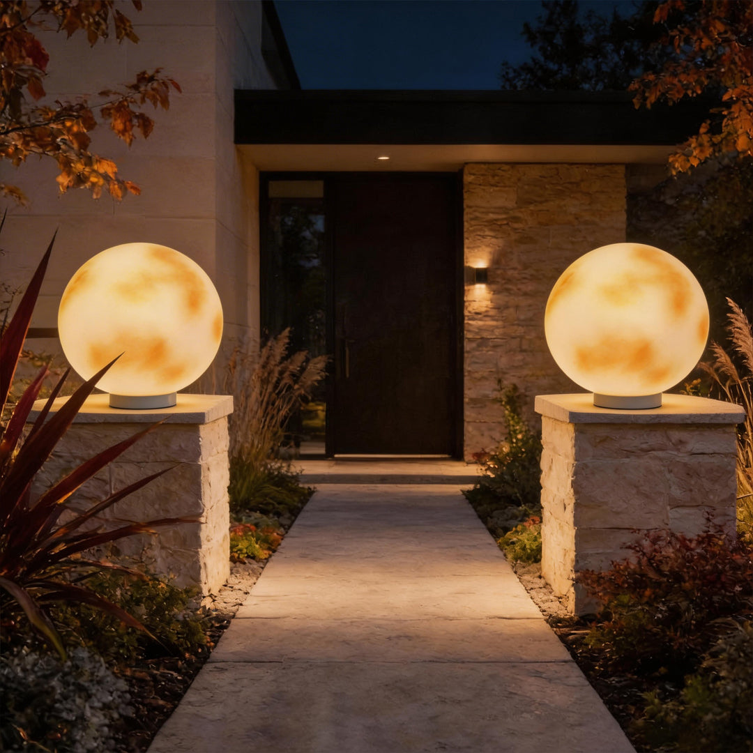 Moon-Shaped Stone Pillar Light Outdoor Decorative Light