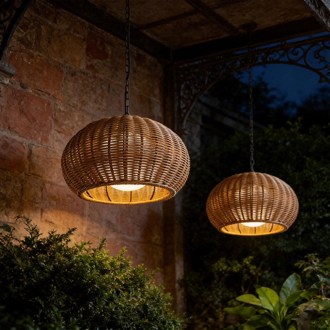 Rattan Outdoor Pendant Light Modern Waterproof Lights
