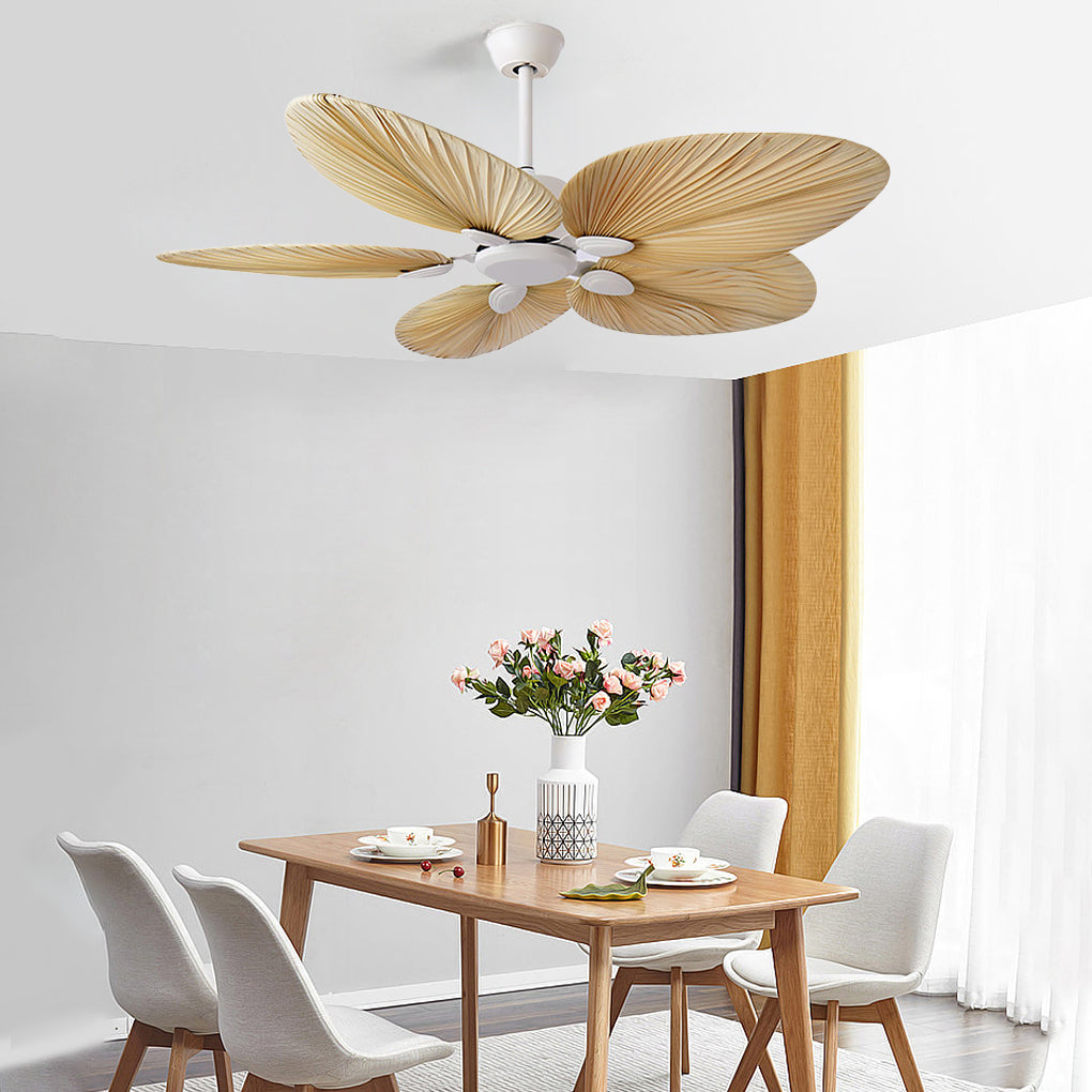 Palm Frond Ceiling Fan Modern Silent Natural Iron Fan