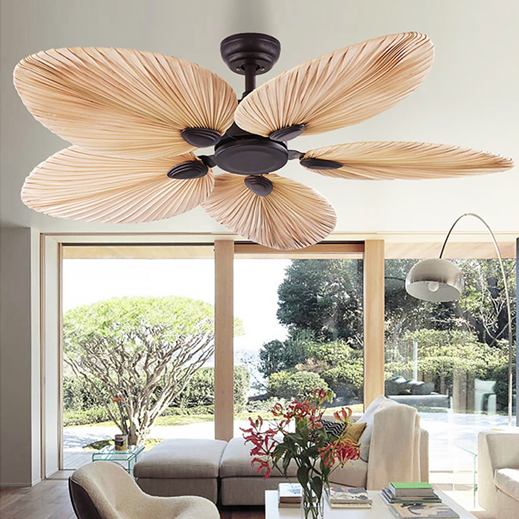 Palm Frond Ceiling Fan Modern Silent Natural Iron Fan