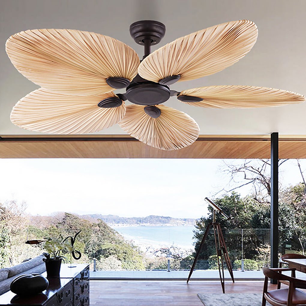 Palm Frond Ceiling Fan Modern Silent Natural Iron Fan