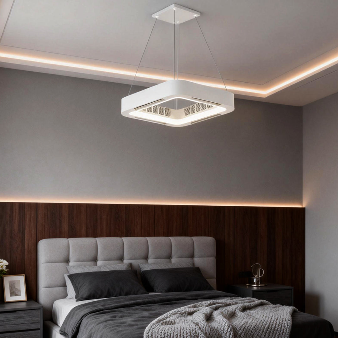 Low Profile Bladeless Ceiling Fan with Light Inverter LED Light