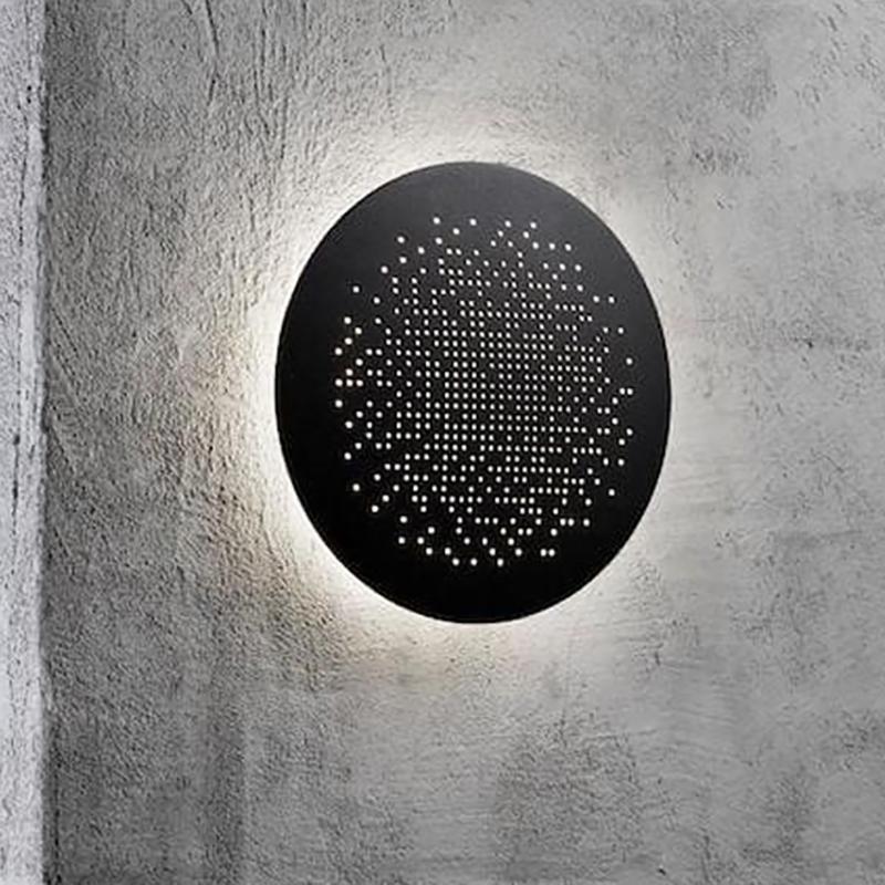 Perforated Metal Wall Sconce Black Waterproof LED Light