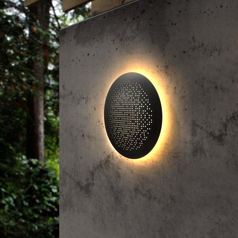 Perforated Metal Wall Sconce Black Waterproof LED Light