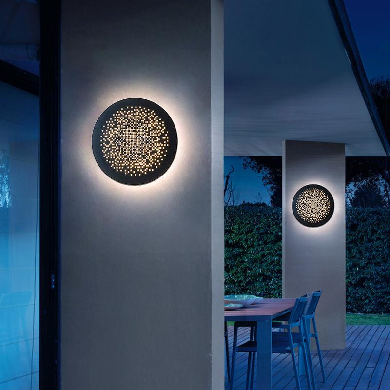 Perforated Metal Wall Sconce Black Waterproof LED Light