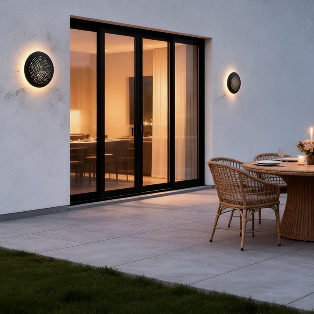 Perforated Metal Wall Sconce Black Waterproof LED Light