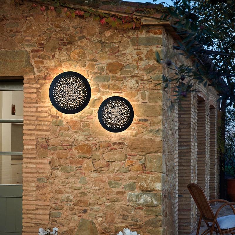 Perforated Metal Wall Sconce Black Waterproof LED Light