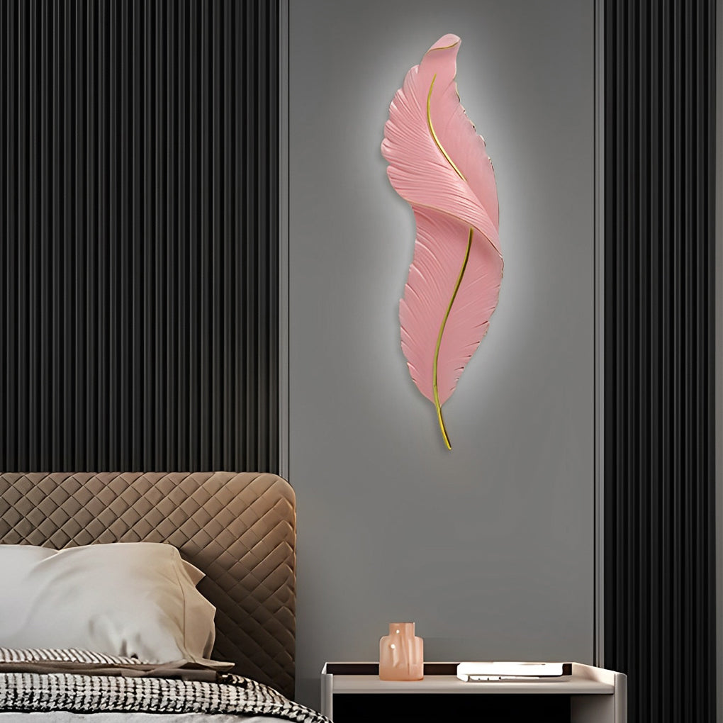 Feather Wall Light Modern Luxury LED White Resin Art Corridor Lamp