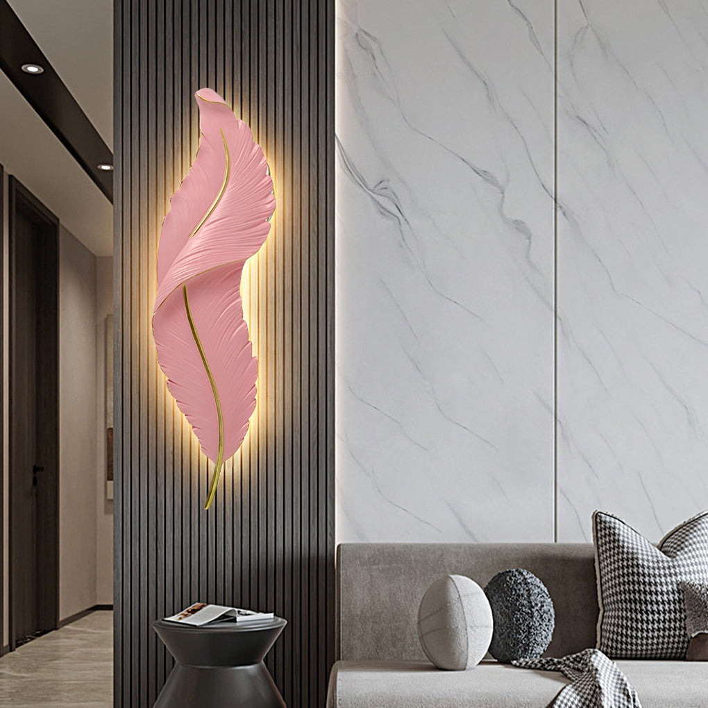 Feather Wall Light Modern Luxury LED White Resin Art Corridor Lamp