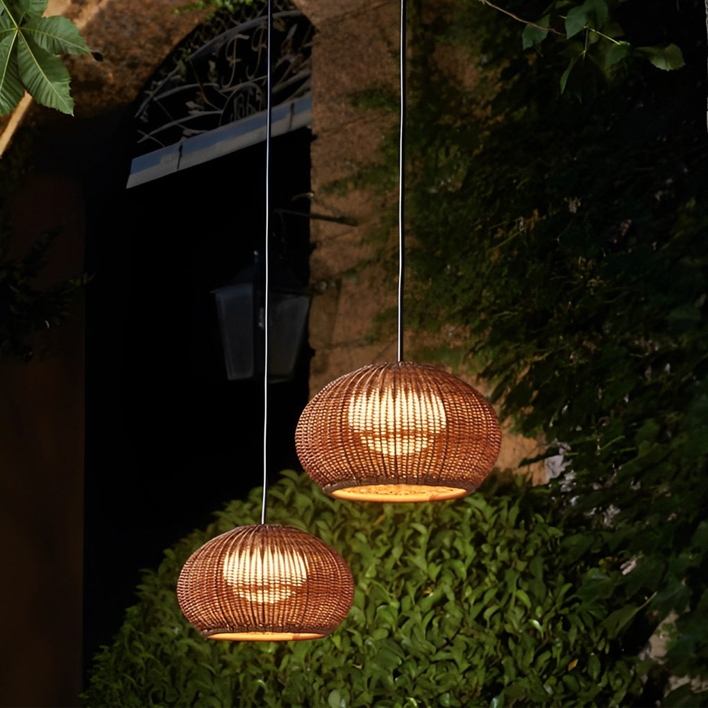 Rattan Outdoor Pendant Light Modern Waterproof Lights