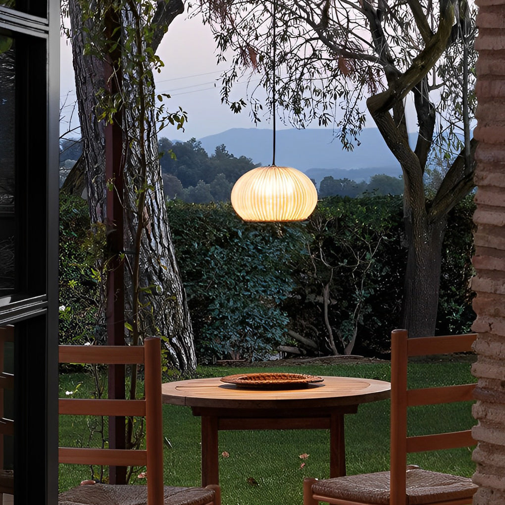 Rattan Outdoor Pendant Light Modern Waterproof Lights