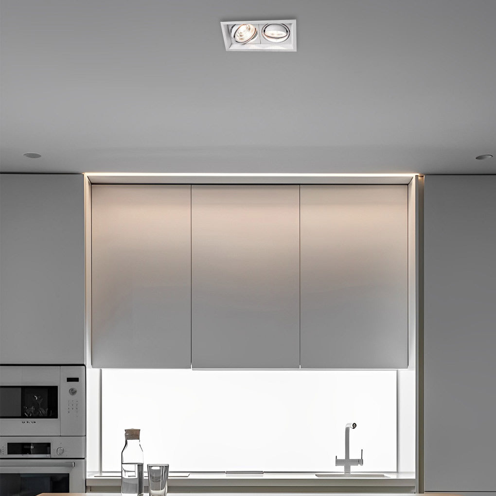 Ceiling Twin Light Rectangular Adjustable Recessed Spotlight