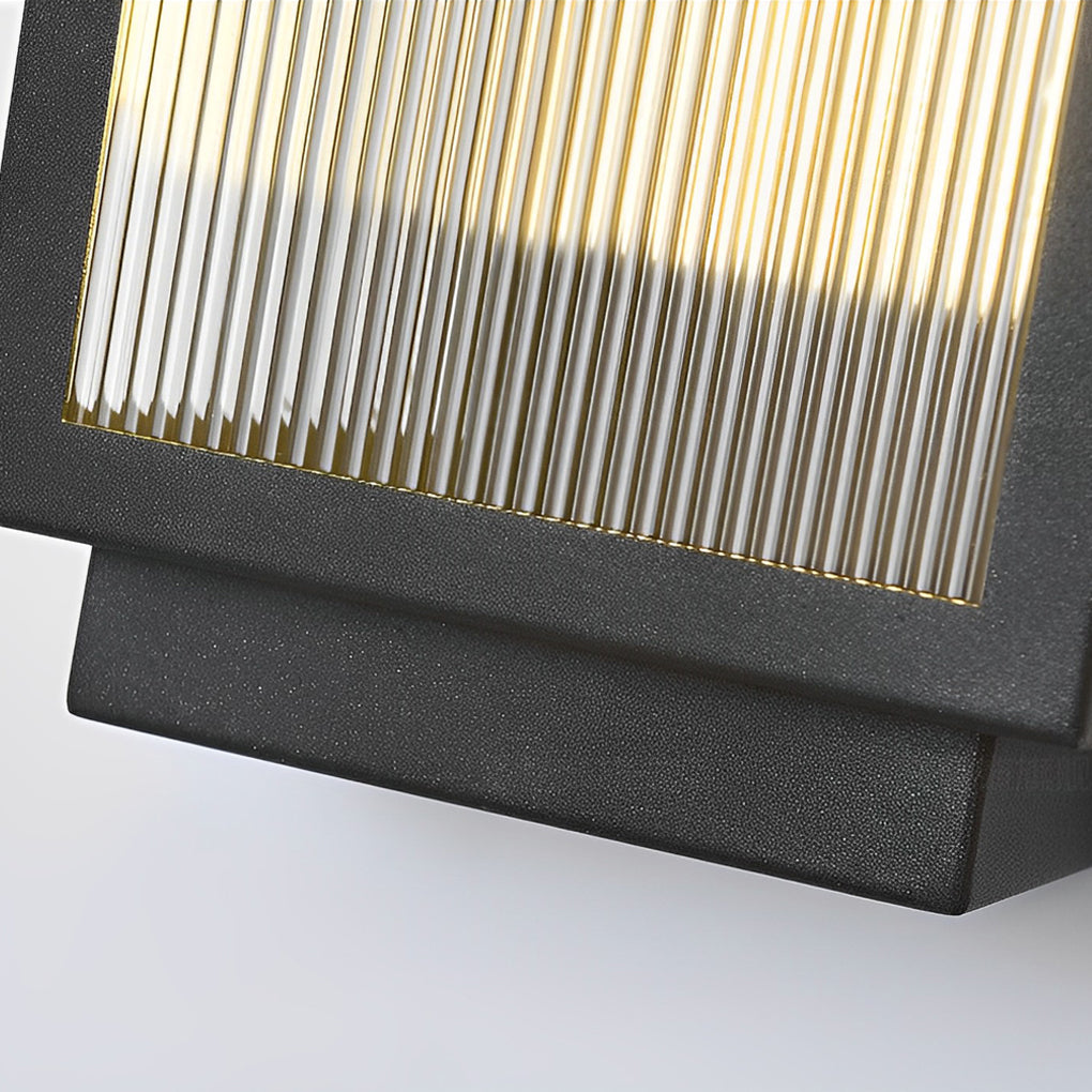 Reeded Glass Light Rectangular LED Modern Outdoor Wall Light