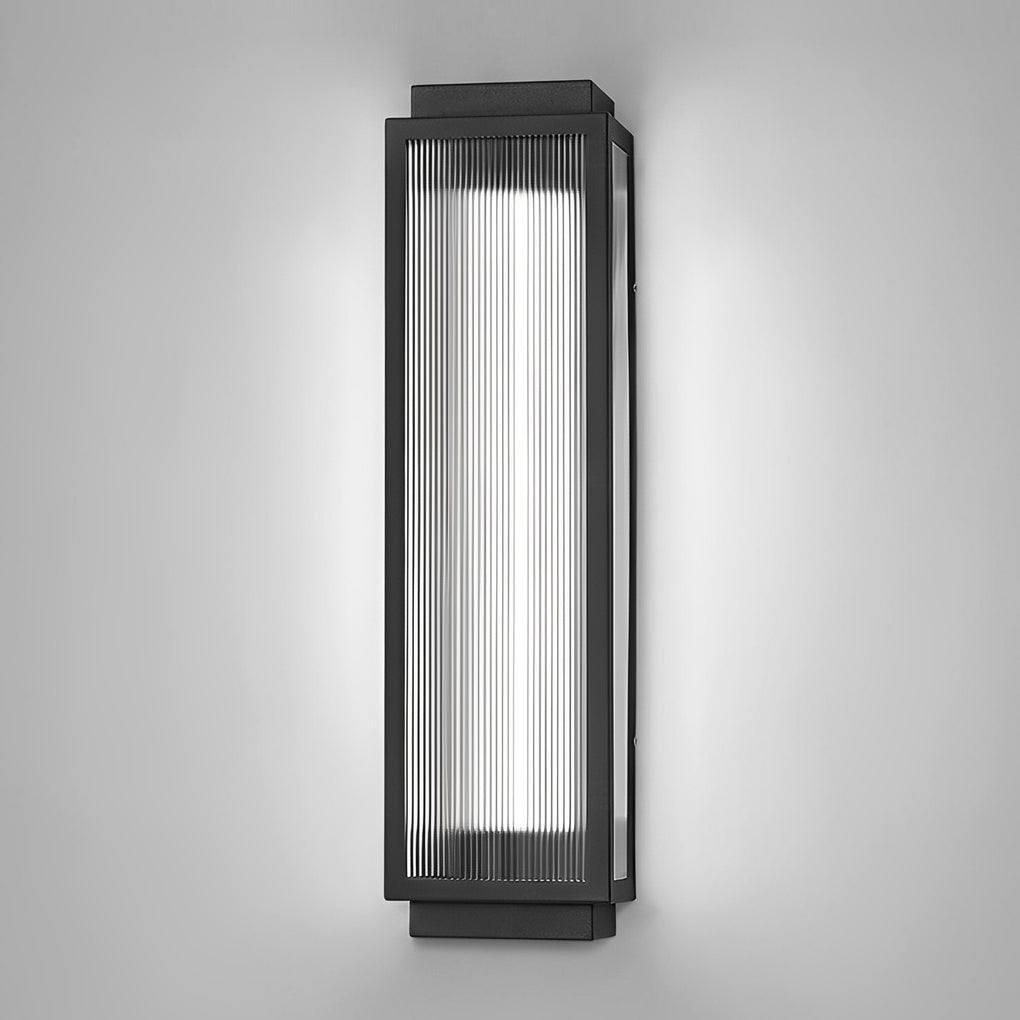 Reeded Glass Light Rectangular LED Modern Outdoor Wall Light