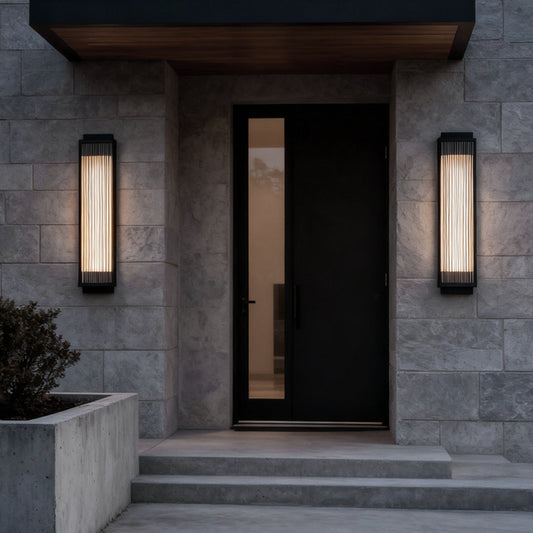 Reeded Glass Light Rectangular LED Modern Outdoor Wall Light