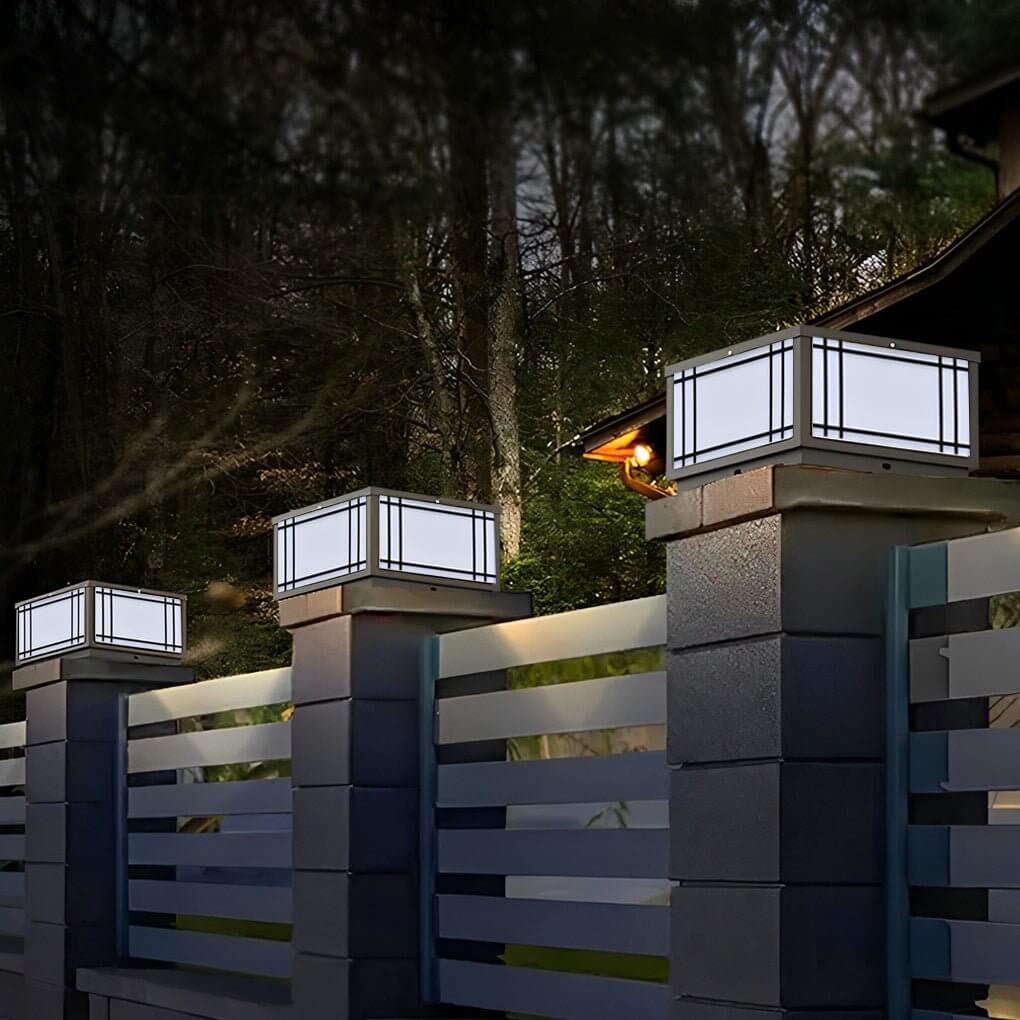 Square Pillar Light Vintage Grille Waterproof LED Light