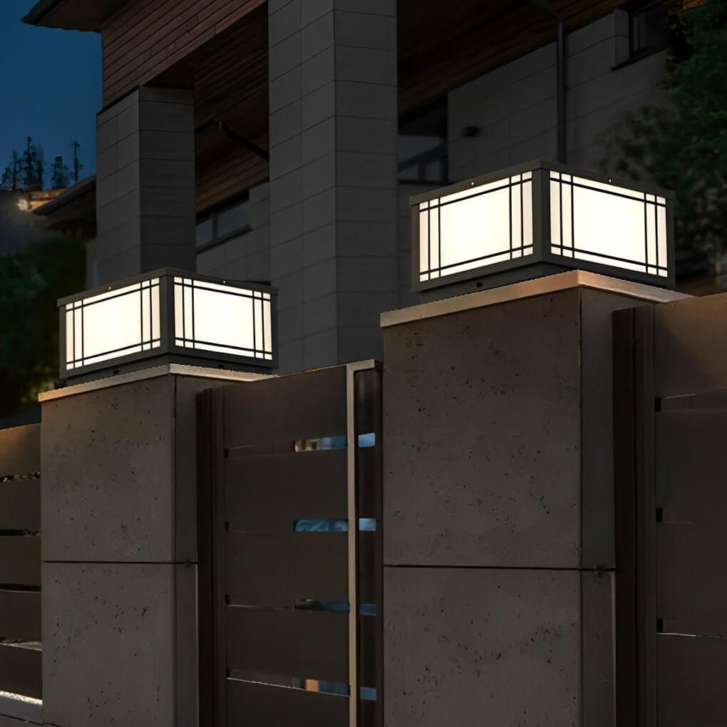 Square Pillar Light Vintage Grille Waterproof LED Light