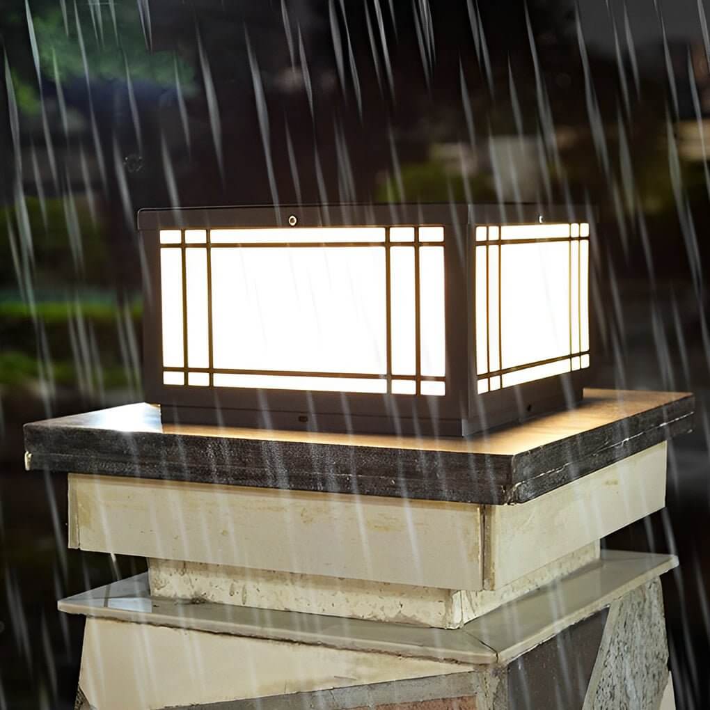 Square Pillar Light Vintage Grille Waterproof LED Light