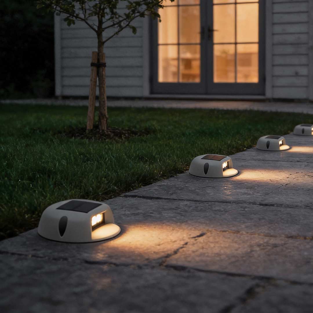 Round Outdoor Deck Light Waterproof Solar LED Light