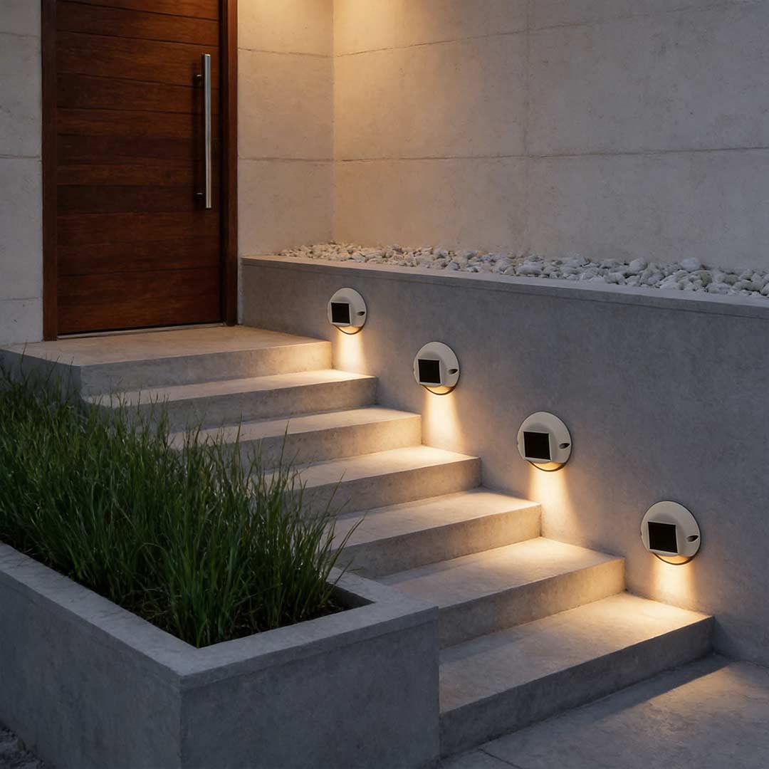 Round Outdoor Deck Light Waterproof Solar LED Light