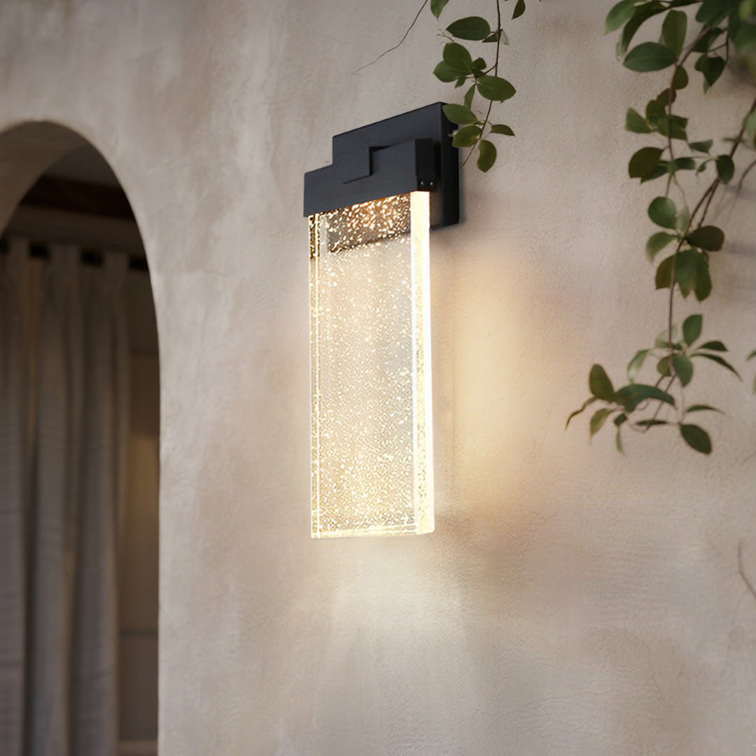 Seeded Crystal Outdoor Wall Lighting Rectangular LED Light