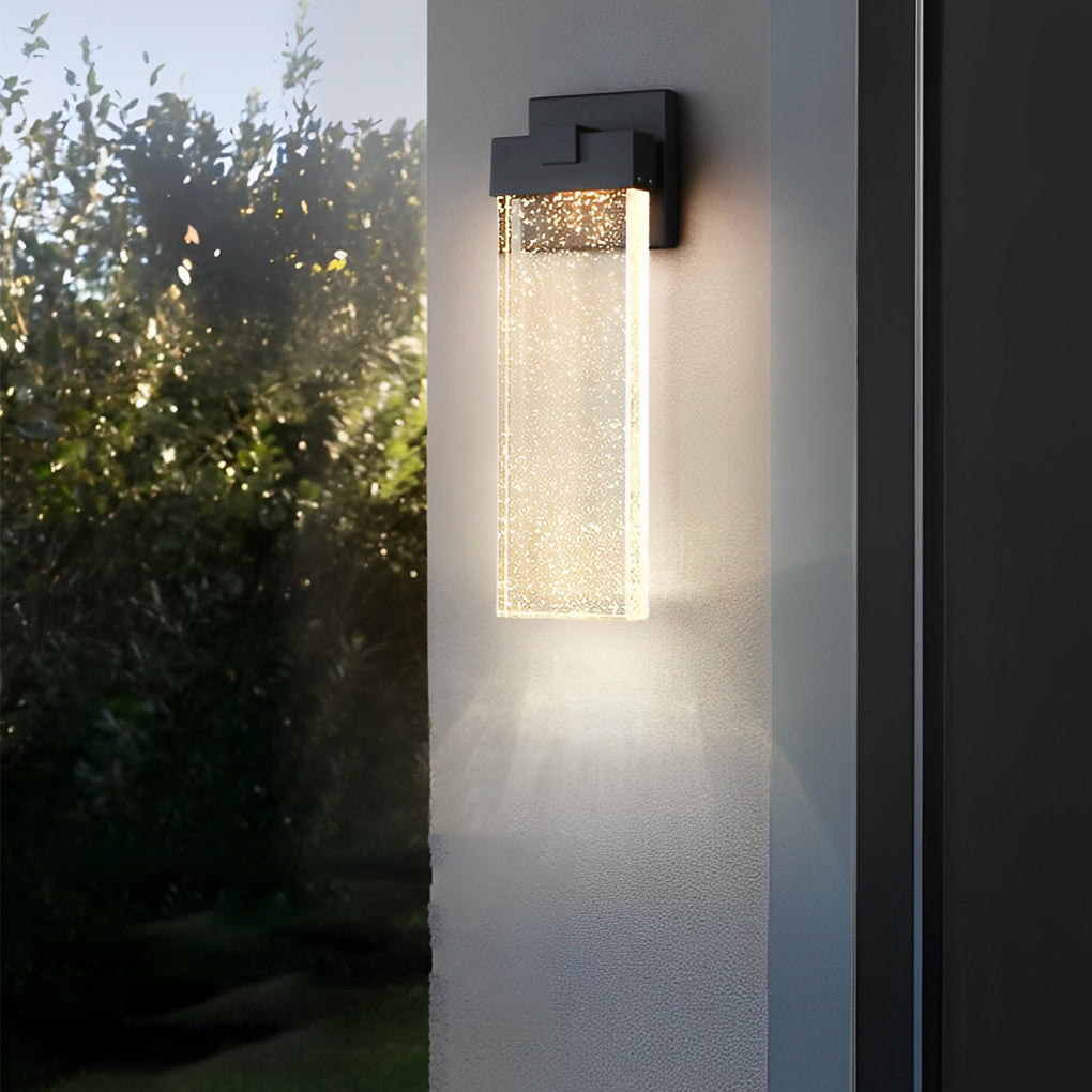 Seeded Crystal Outdoor Wall Lighting Rectangular LED Light