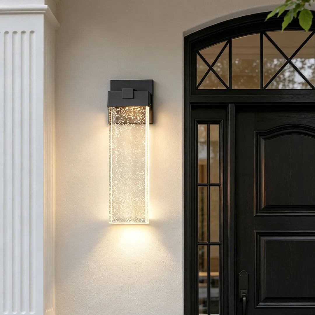 Seeded Crystal Outdoor Wall Lighting Rectangular LED Light