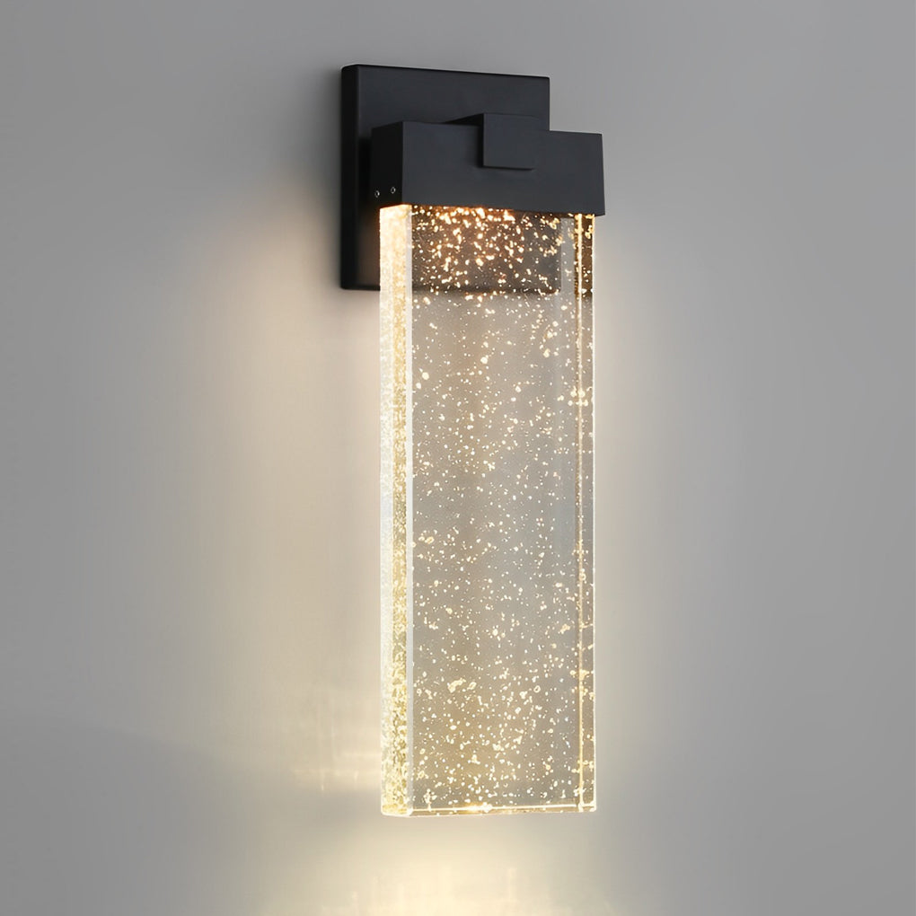 Seeded Crystal Outdoor Wall Lighting Rectangular LED Light