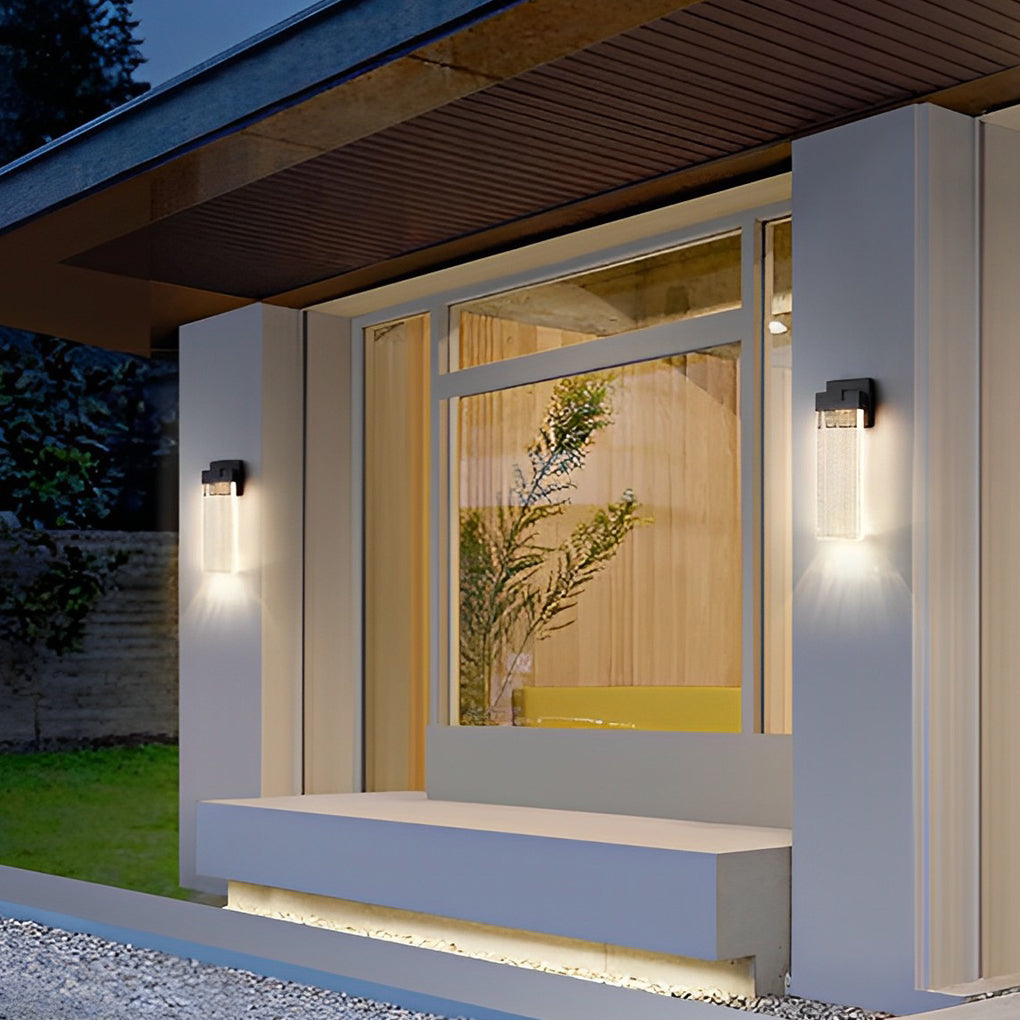 Seeded Crystal Outdoor Wall Lighting Rectangular LED Light