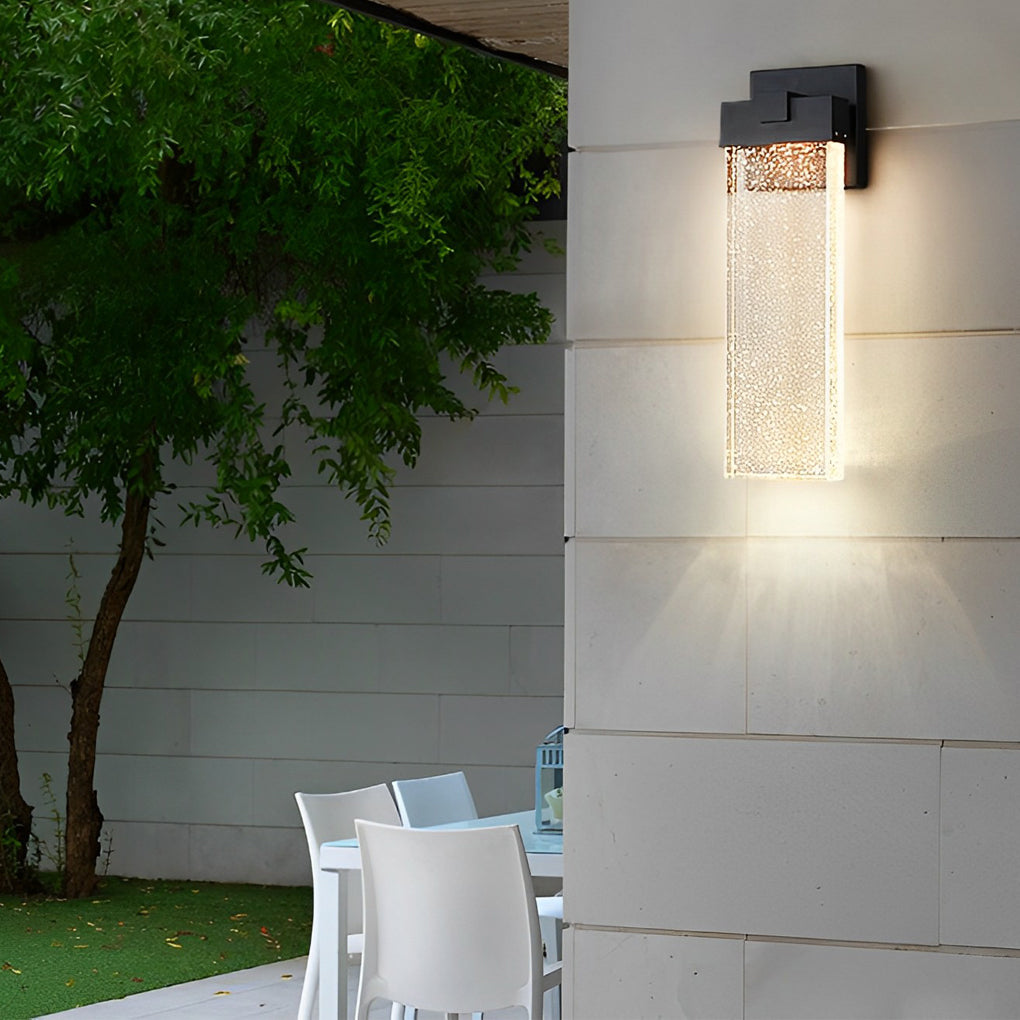 Seeded Crystal Outdoor Wall Lighting Rectangular LED Light