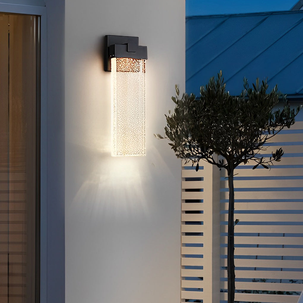 Seeded Crystal Outdoor Wall Lighting Rectangular LED Light