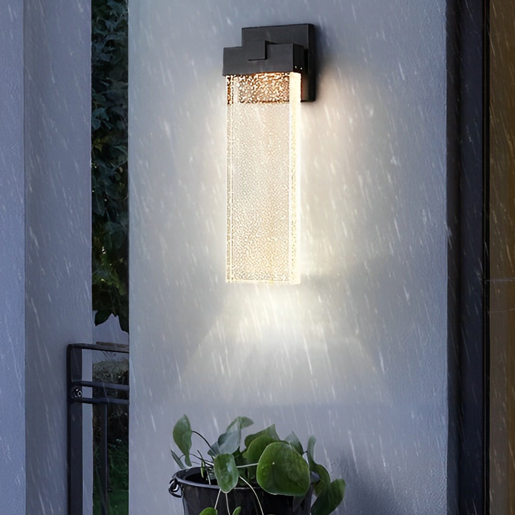Seeded Crystal Outdoor Wall Lighting Rectangular LED Light