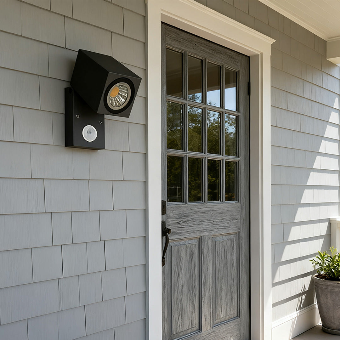 Sensor Wall Lights Outdoor Black Waterproof LED Square Light