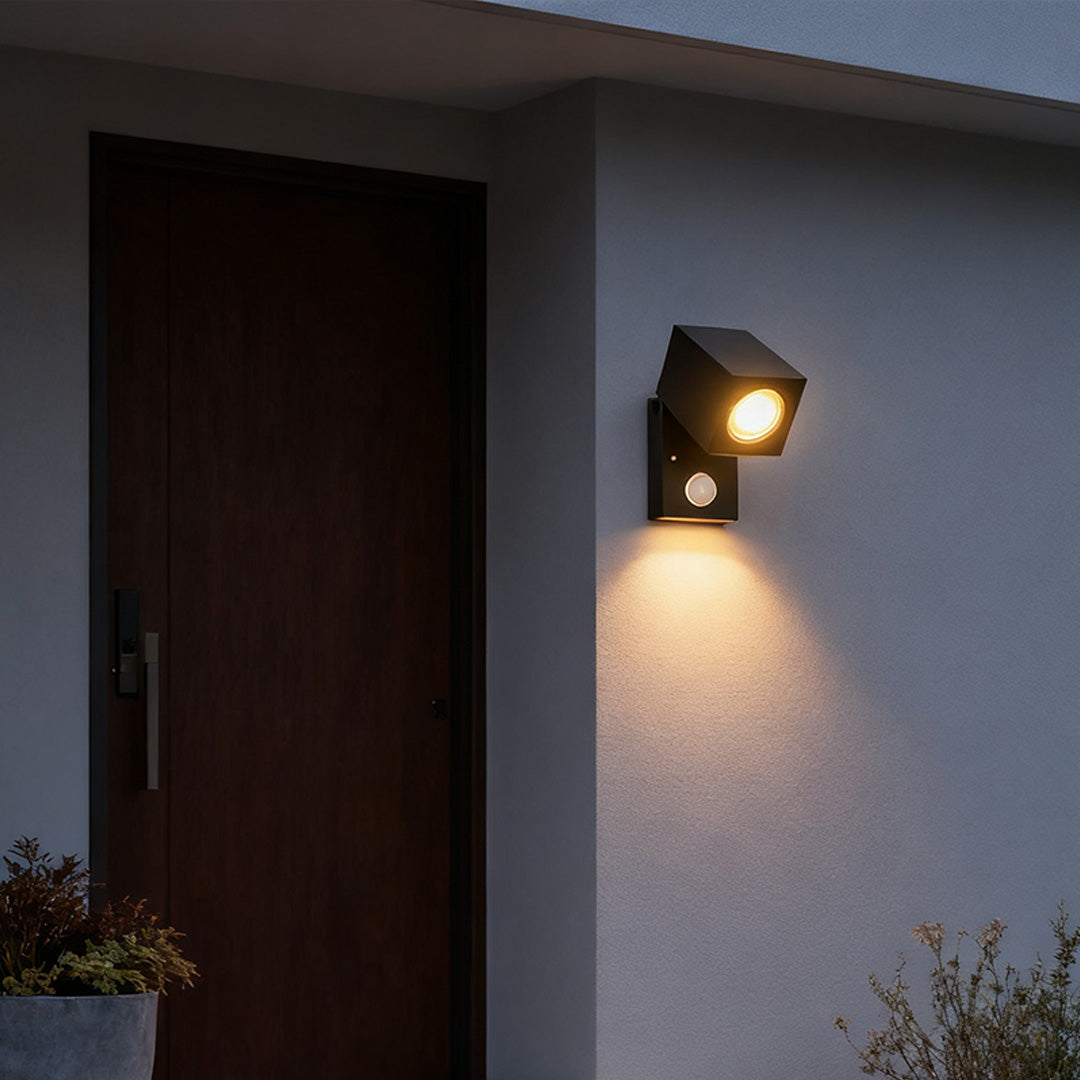 Sensor Wall Lights Outdoor Black Waterproof LED Square Light