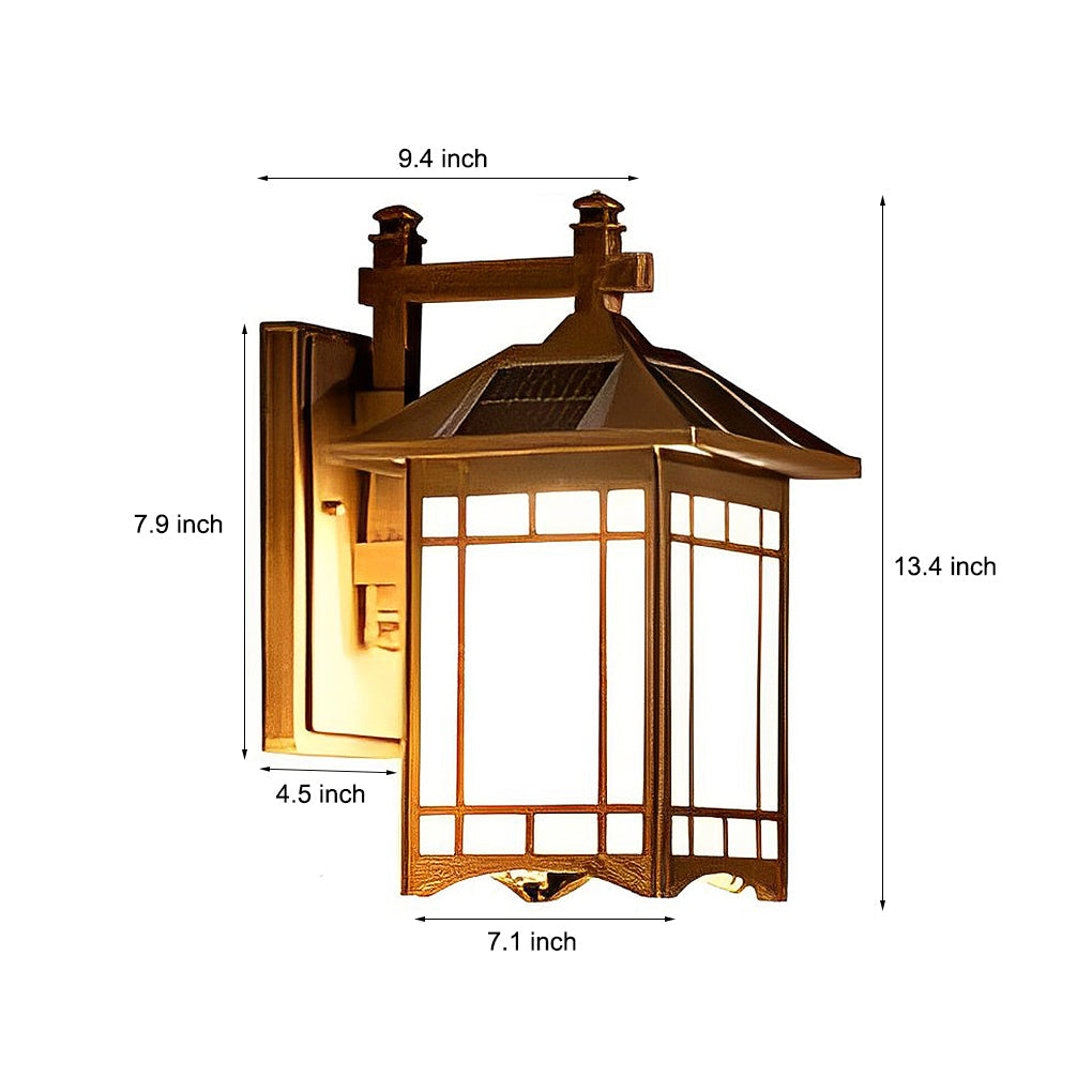 Lantern wall sconce retro LED die-cast aluminum glass lamp