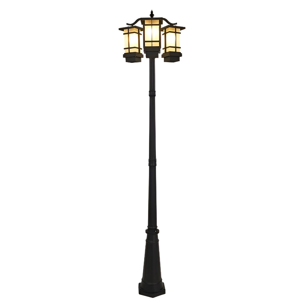 2 Head Outdoor Post Light Modern Black Waterproof Light
