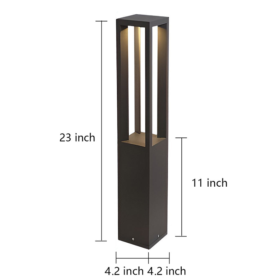 LED Bollard Garden Light Black Aluminum Garden Landscape Light