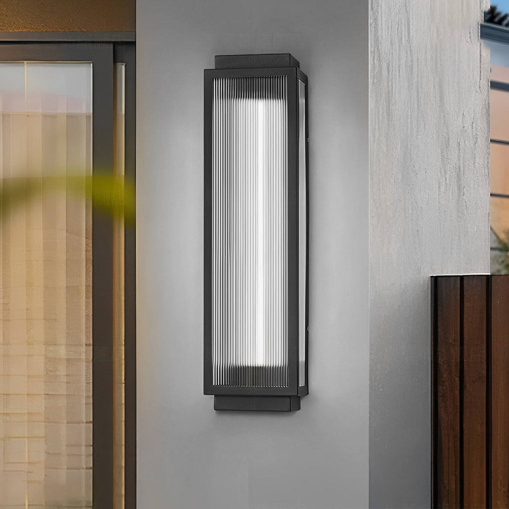 Reeded Glass Light Rectangular LED Modern Outdoor Wall Light