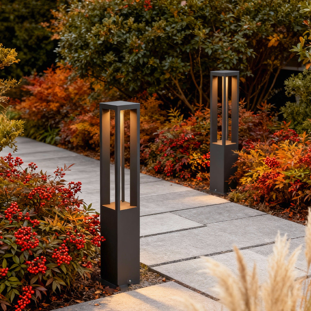 LED Bollard Garden Light Black Aluminum Garden Landscape Light