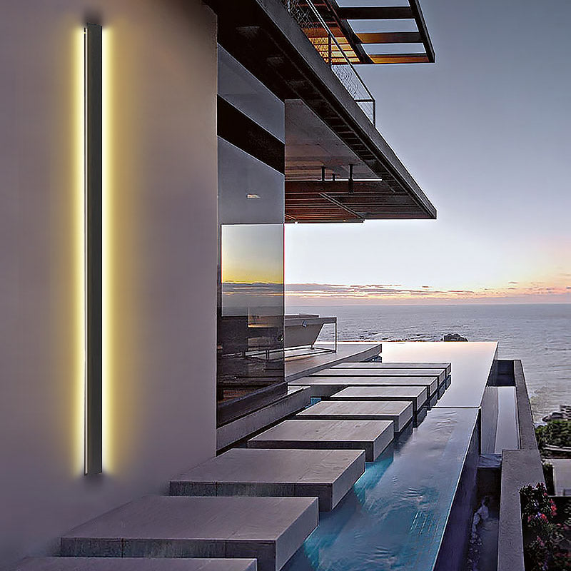 Long Black Outdoor Lights Modern LED Linear Wall Light